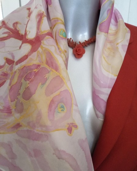 Tango unikatna ženska svilena marama ručno oslikana