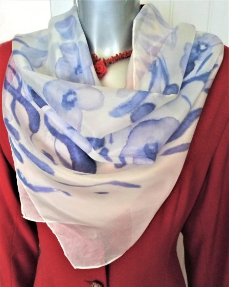 Flora unikatna ženska svilena marama ručno oslikana